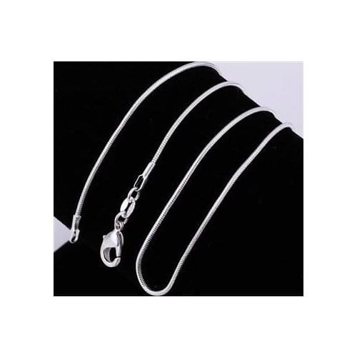 Factory price ! wholesale silver plated necklace, 1pcs silver fashion jewelry simple Snake Chain 1mm widith Necklace