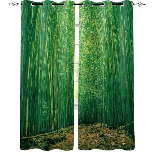 Green Bamboo Window Curtains for Living Room Bedroom Kitchen Modern Curtains Home Decoration Drapes Blinds