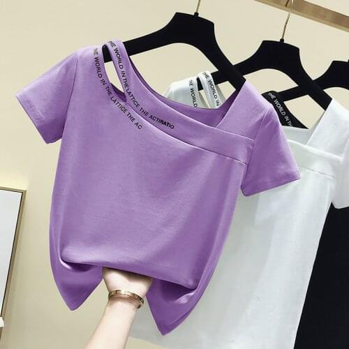 Gkfnmt Hollow Out T Shirt Women Short Sleeve Summer Tshirt 2020 Cotton Female T-Shirt Korean Fashion Clothes Tee Shirt Femme