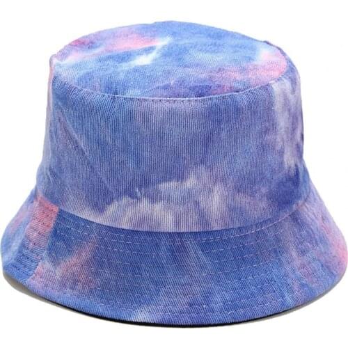 Womens bucket hat Tie-Dye Winter Outdoor Double-sided Sunscreen Bucket Hat Women Fisherman Cap Bucket hat панама женская 2021