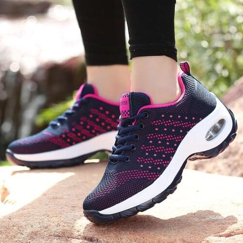 Air cushion woman jogging shoes Breathable mesh womens casual sneakers Outdoor lightweight womens walking shoes running shoes