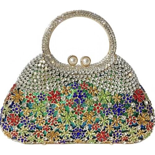 Woman Luxury Handbags Women Crystal diamond Clutch Flower Evening Bags Wedding Floral wallet Bridal Party Purse handbag lady