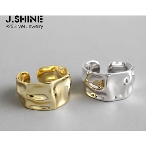 JShine 925 Sterling Silver Rings For Women Irregular Concave Surface Wide Open Cuff Ring 2019 Korean Fashion Women Jewelry