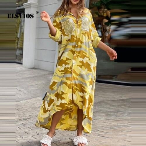 Fashion Spring Summer Women Sexy Long Sleeves V Neck Printed Shirt Dress Casual Buttons Cardigan Loose Irregular Elegant Dresses