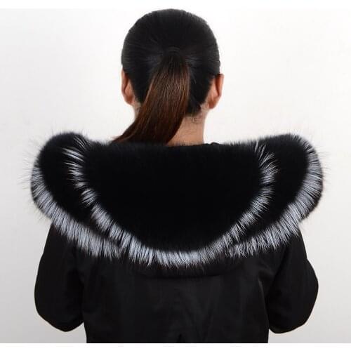 Winter Real Fox Fur Collar Ladies Furry Warm Luxury Brand Scarf Coat Collar Length 70CM, 75CM, 80CM