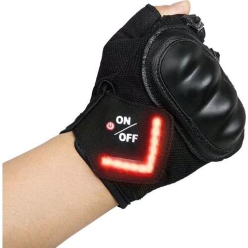 1Pair Rechargeable LED Automatic Induction Turn Signal Outdoor Cycling Gloves 425E