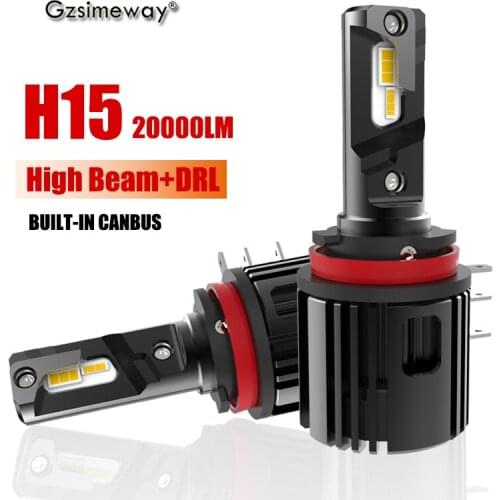 2PCS H15 LED Bulb 20000LM High Beam Headlight Day Driving Running Light 12V 6000K White Auto Lamp for VW Audi A3 A6 BMW Golf 6