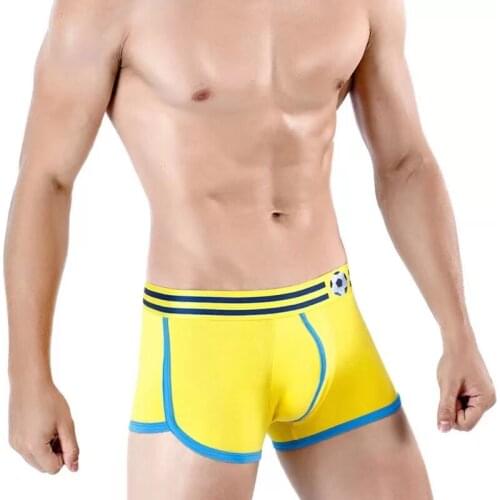 3pcs Cotton Mens Underwear Football Sports Trendy Mens Cotton U-convex Boxer Briefs Luxurious Design Free Shipping Exotic