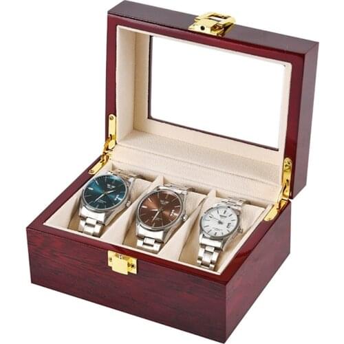 3 Slot / Grid Watch Box Removable Pillow Wooden Display Container Storage Holder Travel Organizer Case Gift Gear Accessories