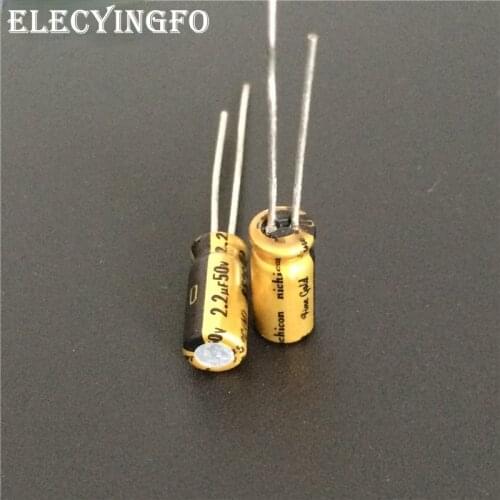 50pcs 2.2uF 50V2.2uf NICHICON FG(Fine Gold) 5x11mm 50V2.2uF Top Grade Audio Capacitor