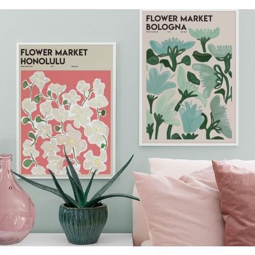 Abstract Flower Market Botanical Retro Nordic Posters And Prints Wall Art Canvas Painting Decoration Pictures For Living Room