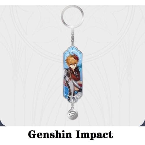 Anime Accessories Venti Cosplay Pendant Game Genshin Impact Tartaglia Metal Epoxy Keychain Project Jewelry Halloween Kids Gift