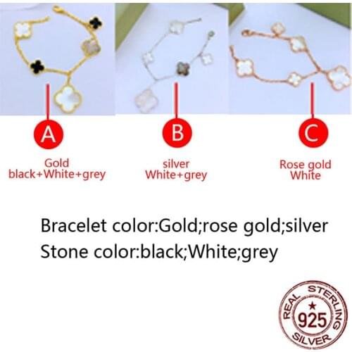 S925 Sterling Silver Bracelet Simple Personality Fashion Style 5 Flower Clover Shape To Send Girlfriend Gift