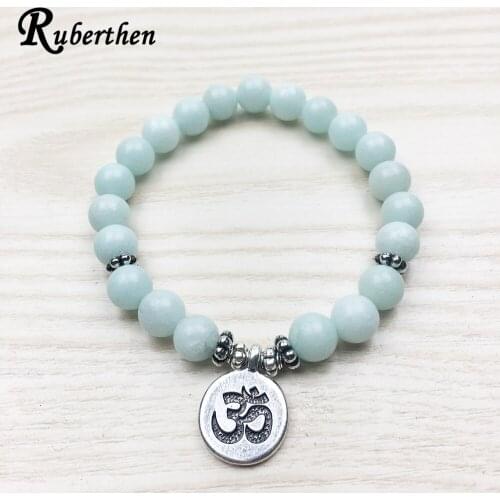 Ruberthen Fashion Natural Stone Om Bracelet Power Bead Blue Bracelet High Quality Yoga Bracelet Hot Sale Best Gift Drop Shipping