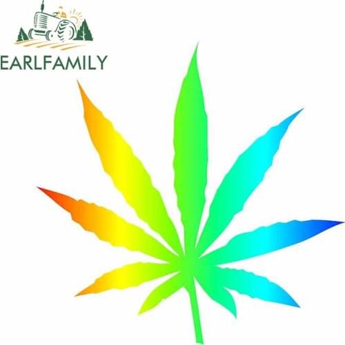 EARLFAMILY 13cm x 12cm for Hemp Leaf Colorful Anime Car Stickers Laotop Bumper Decal Refrigerator Scratch-Proof Vinyl Car Wrap
