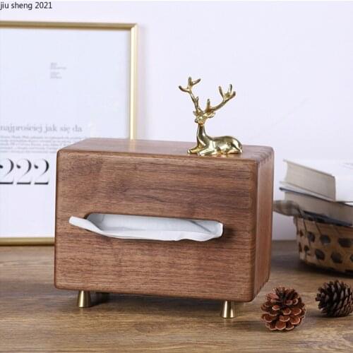 European Style Walnut Tissue Box Coffee Table Living Room High-end Animal Pumping Tube Home Dining Table Pumping Box Home Decor