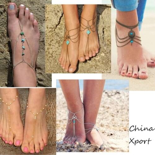Beautiful anklets multi several layers ethnic style fashional foot bracelets nomad style anklets women summer anklets