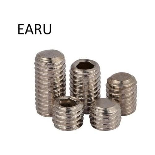 M10*8/10/12/16/20/30 304 Stainless Steel Flat End Set Screws Bolt Inner Hexagonal Hexagon Hex Socket Headless Headless Machine
