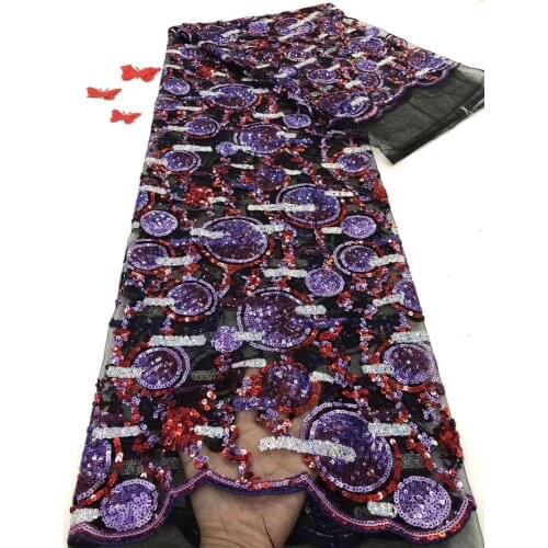 Multicolor Sequin Lace Fabric With French Nigerian Lace Fabric High Quality Lace Embroidered African Lace Fabric 2020 New Sewing