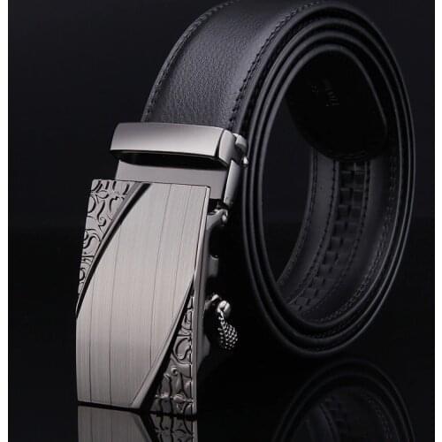 20193291 men xl 120cm 200CM 150CM PLUS SIZE business formal automatic ratchet buckle black genuine leather belts