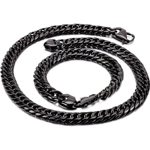 Mens Jewelry Encrypted four-sided grinding stainless steel necklace foreign trade popular tide mens jewelry