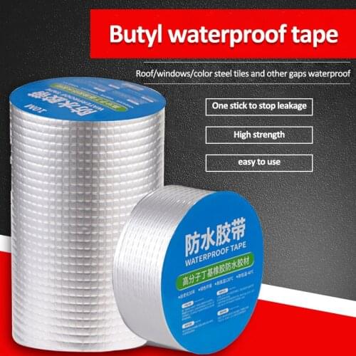 New Aluminum Foil Butyl Rubber Tape Self Adhesive High temperature resistance Waterproof for Roof Pipe Repair Stop Leak Sticker