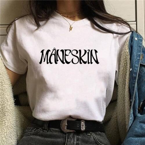 2021 New Maneskin Hip Hop Print Goth Harajuku Top Women T-shirt Casual Ladies Basic O-collar Short Sleeved Tshirt Girl,Drop Ship