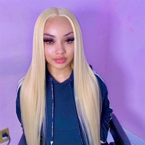 #613 Soft Hair Synthetic Lace Front Wigs for Women Silky Straight Lace Wig Pre Plucked With Baby Hair Heat Resistant Fiber Hair