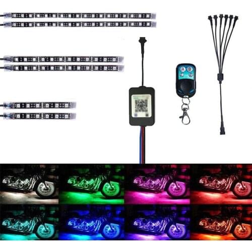6PCS Mobile APP Control LED Kit 4-key remote control Waterproof RGB Colorful Color 6 12 18LED for Harley Motorcycle Lights