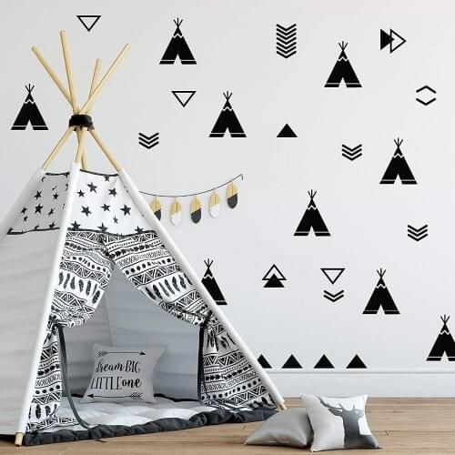Nordic Tents Wall Vinyl Decal Tent Sticker Nursery Adhesive Tribal TeePee for Kids Baby Nordic Bedroom Home Decoration B162