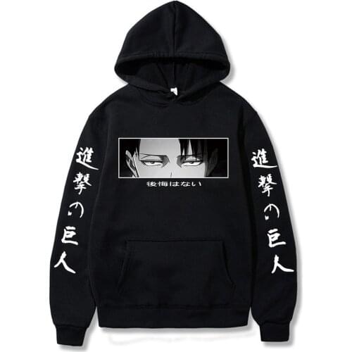 Anime Attack on Titan Eyes Printed Long Sleeved Streetwear Pullover Sweatshirt Men Fashion Hip Hop Hoodie