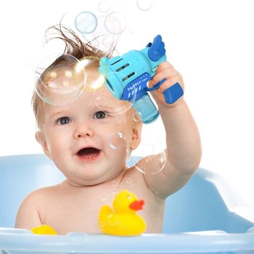 Outdoor Electric Cartoon Bubble Machine Bubble Maker with Light Automatic Gun Shape Beach Bathroom By The Sea Indoor Toy for Kid