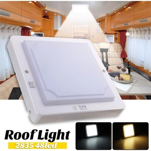 12V 24V Interior LED Dome light for Car Ceiling light Milky Cover Shell Reading Lamp 48LEDS Roof lamp for Camper Van Boat