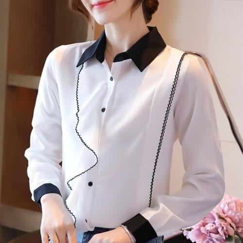 Long Sleeve White Blouse Women Blouses Shirts Blusas Mujer De Moda 2021 Blouse Women Ruffles Chiffon Blouse Shirt Tops D442