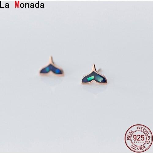 La Monada Fish Tail Stud Earrings For Women Silver 925 Minimalist Fine Women Earrings Jewelry Stud Earrings 925 Sterling Silver