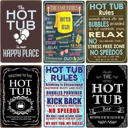 Welcome To Hot Tub Tin Sign Metal Retro Poster Plaques Vintage Decoration Rule Wall Art Plates Bathroom Home Decor 20*30cm