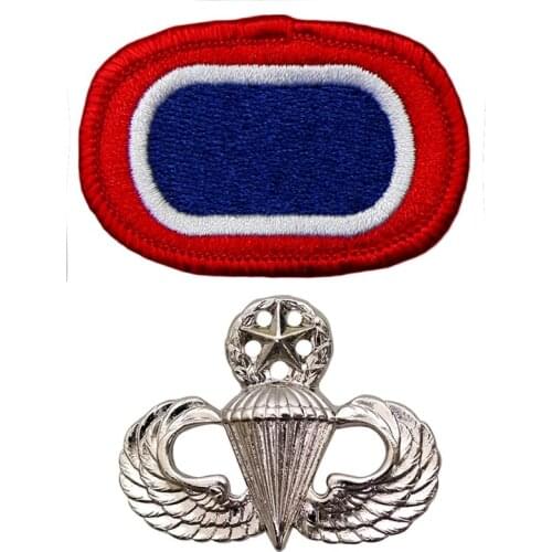 PAIR US MASTER PARACHUTIST BADGE US JUMP WINGS BASIC AND US 82nd Airborne Division OVAL EMBROIDERY PATCH