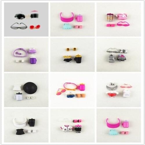 1 Pcs Original lol Doll Girl Toys random Headwear glasses shoes baby bottle clothes birthday gift can spray water toy
