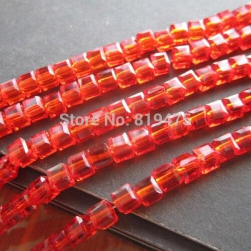 4mm Glass crystal beads Loose Cube Square Red AB Jewelry accessoires