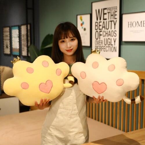 45CM Soft Tiger Paw Plush Dolls Kawaii Pillows Cute Crown Tiger with Tail Plush Cushion Stuffed Sofa Pillow for Girls Kids Gifts