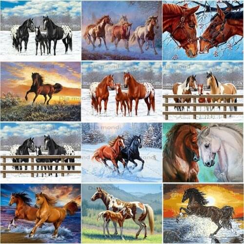 5D DIY Galloping Horses Diamond Painting Horse Diamond Embroidery Animal Cross Stitch Full Square/Round Drill Crafts Home Decor