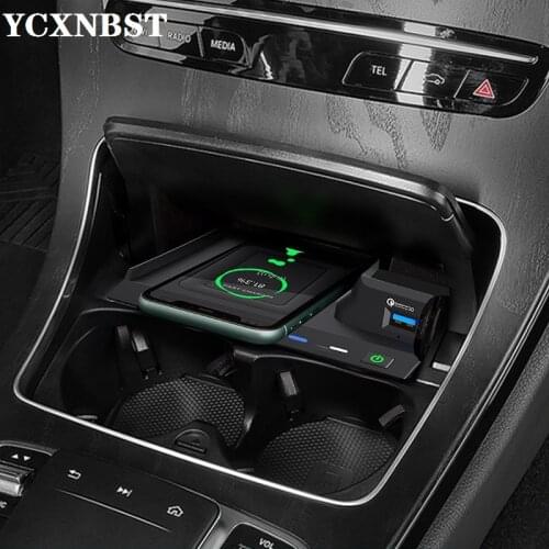 Car Wireless Charger QI New Phone Charger Charging Dock Charger USB FOR Mercedes Benz W205 AMG C43 C63 AMG GLC43 GLC63 X253 15W