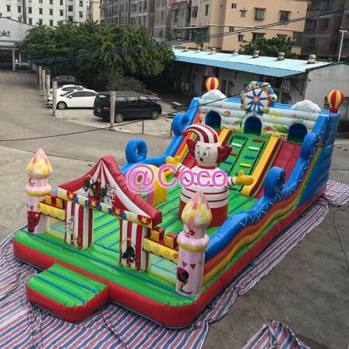 Free shipment to sea port!Factory direct selling high quality children playground circus inflatable fun city bouncer slide