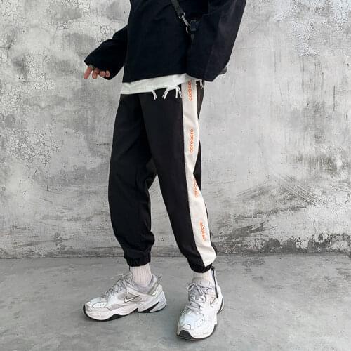 Hip Hop Mens Straight Patchwork Harem Pants Korean Man Loose Fashion Sports Trousers Autumn Streetwear Male Casual Pants
