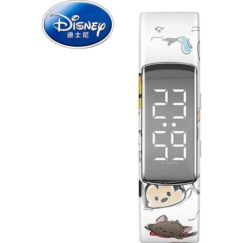 Disney Official Student Sports Watch Female Simple Electronic Child Vibration Smart Alarm Clock Mickey Bracelet Kids Gift Clock