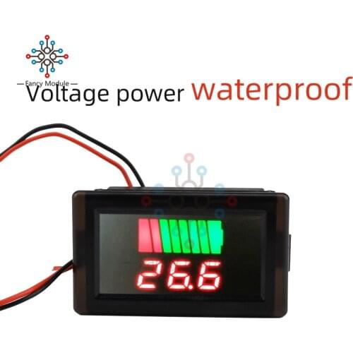 Dual Display LCD Battery Capacity Indicator 12V 24V 36V 48V 60V 84V 6-100V Car Battery Charge Level Tester Waterproof