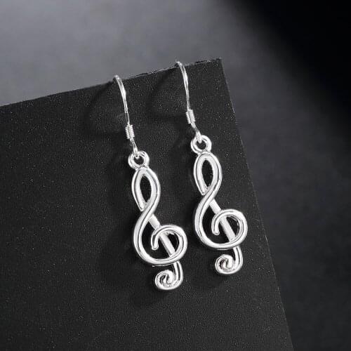 Hot 925 Sterling Silver Romantic music notation drop Earrings for Women high quality Fine party brands Jewelry Christmas Gifts