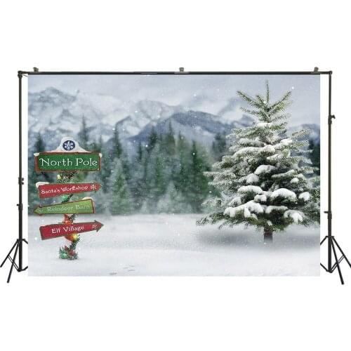 HUAYI Photography Backdrop Christmas Winter Snowy Photo Background Christmas Holiday Party Decor Photoshoot Backdrops W-3605