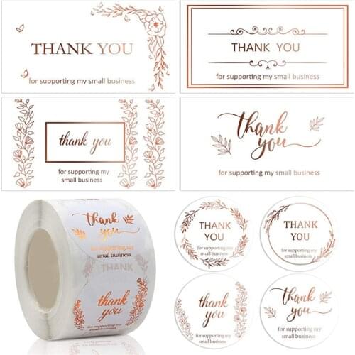 50pcs/pack pink thank you card for supporting business package decoration "gorgeous thanks" business card handmade with love