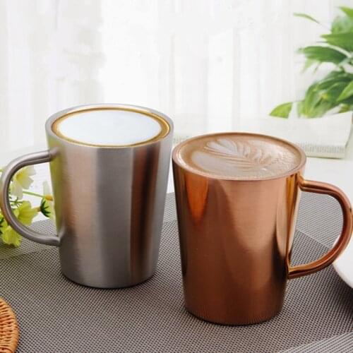 304 Stainless Steel Coffee Cup Handle Double-layer Beer Mug Creative Coffeeware Drinking Wine Glasses Reusable Home Supplies